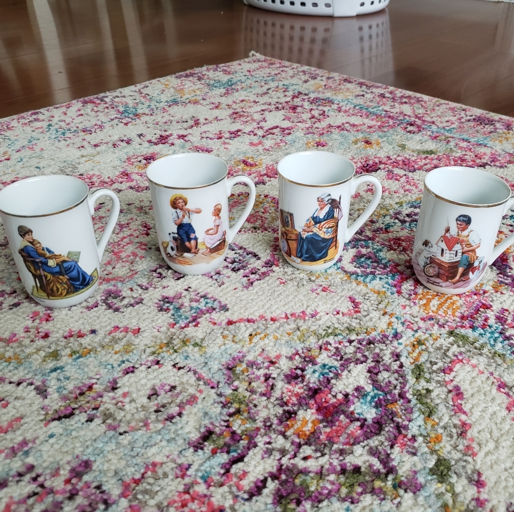 Vtg 1982 Norman Rockwell mug set
